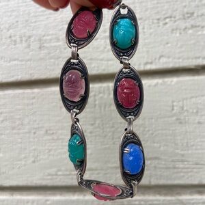 Sterling silver scarab bracelet